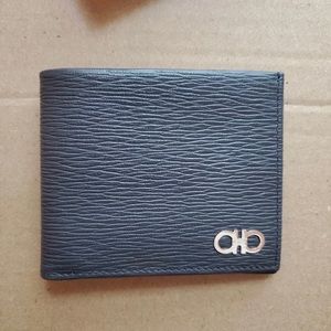 New Salvatore Ferragamo Grey Gancini  Leather Wallet
